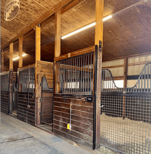 stall gates in boarding barn for horses