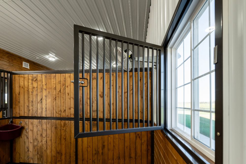 Barn window grill guard in the stall